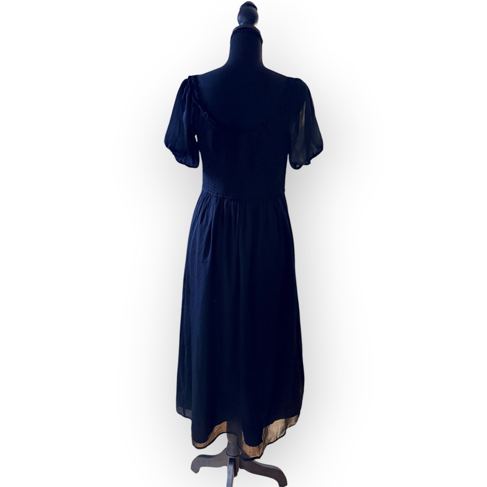 NWT Hollister Black Midi Dress M Slit Goth Whimsigoth Witchy Dark Academia - Picture 3 of 12